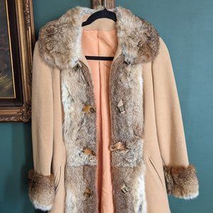 Vintage 1970s Rabbit Fur & Wool Coat